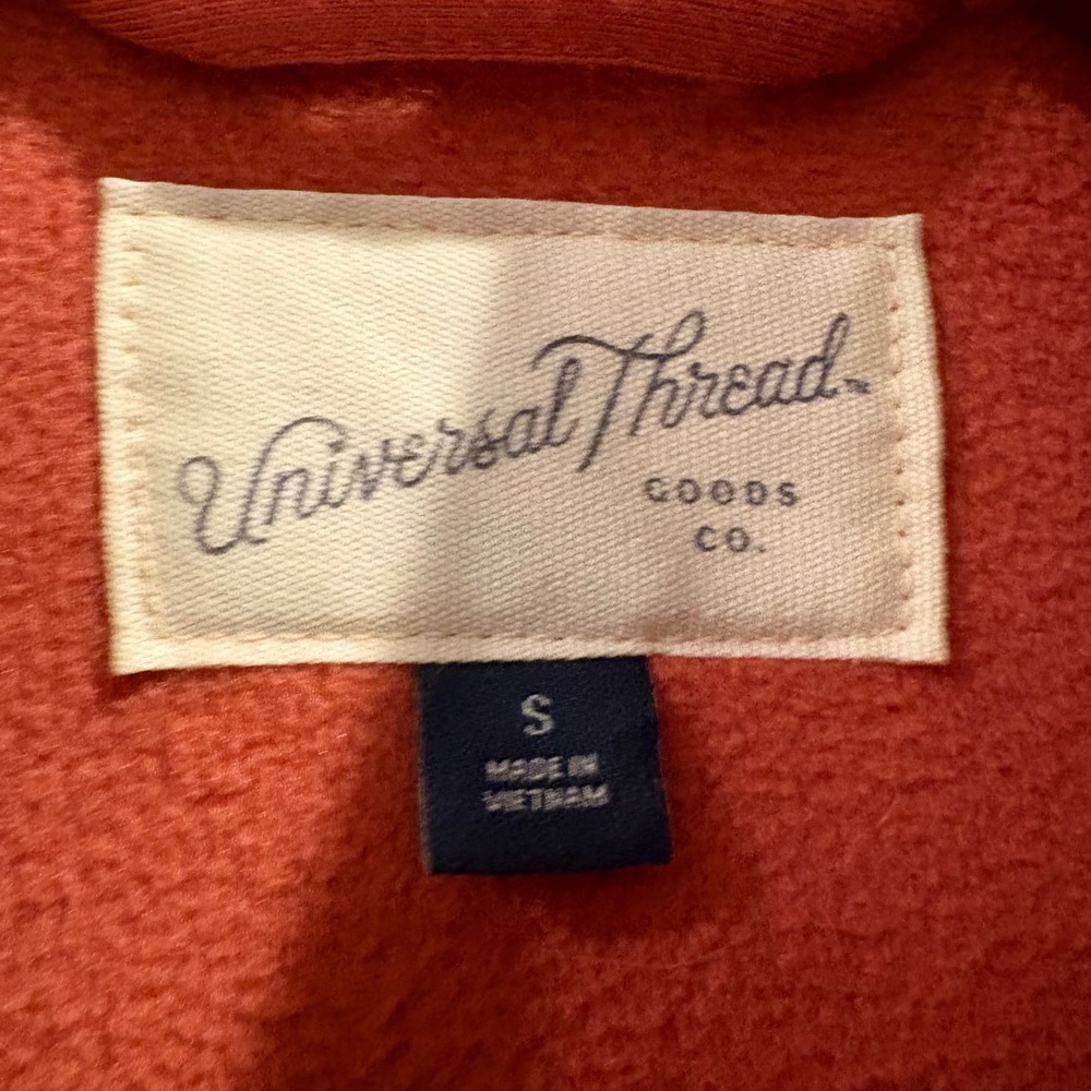 Universal Thread Fleece Jacket Women Small Orange Sherpa Snap Mock Neck Pocket - Picture 3 of 10